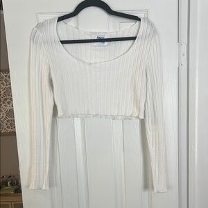 Princess Polly White Ribbed Knit Crop Top